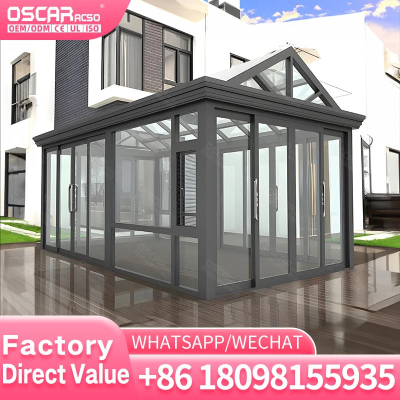 Aluminum Sunroom Factory Direct Customizable Glass Conservatory for Home Garden Patio in Europe