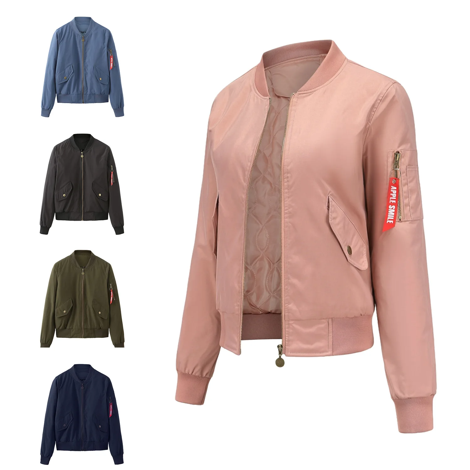 Chaqueta de piloto de béisbol para mujer, abrigo de vuelo de manga larga, Chaqueta de algodón, prendas de vestir de bombardero, Tops de motocicleta para mujer, invierno, otoño