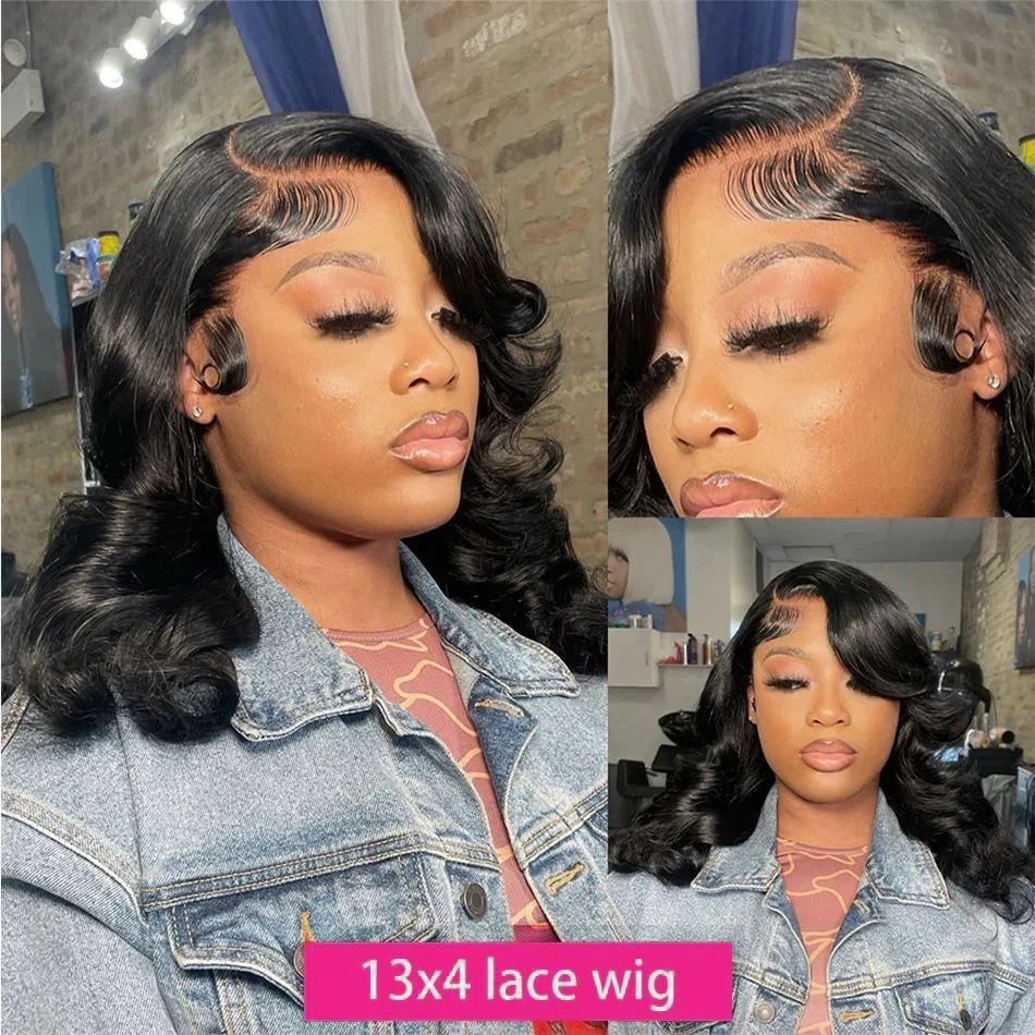 

Short Bob180 200 Density Transparent HD Human Hair Wig Body Wave 13x6 Lace Front 13x4 Water Wave Lace Frontal Wigs Brazilian