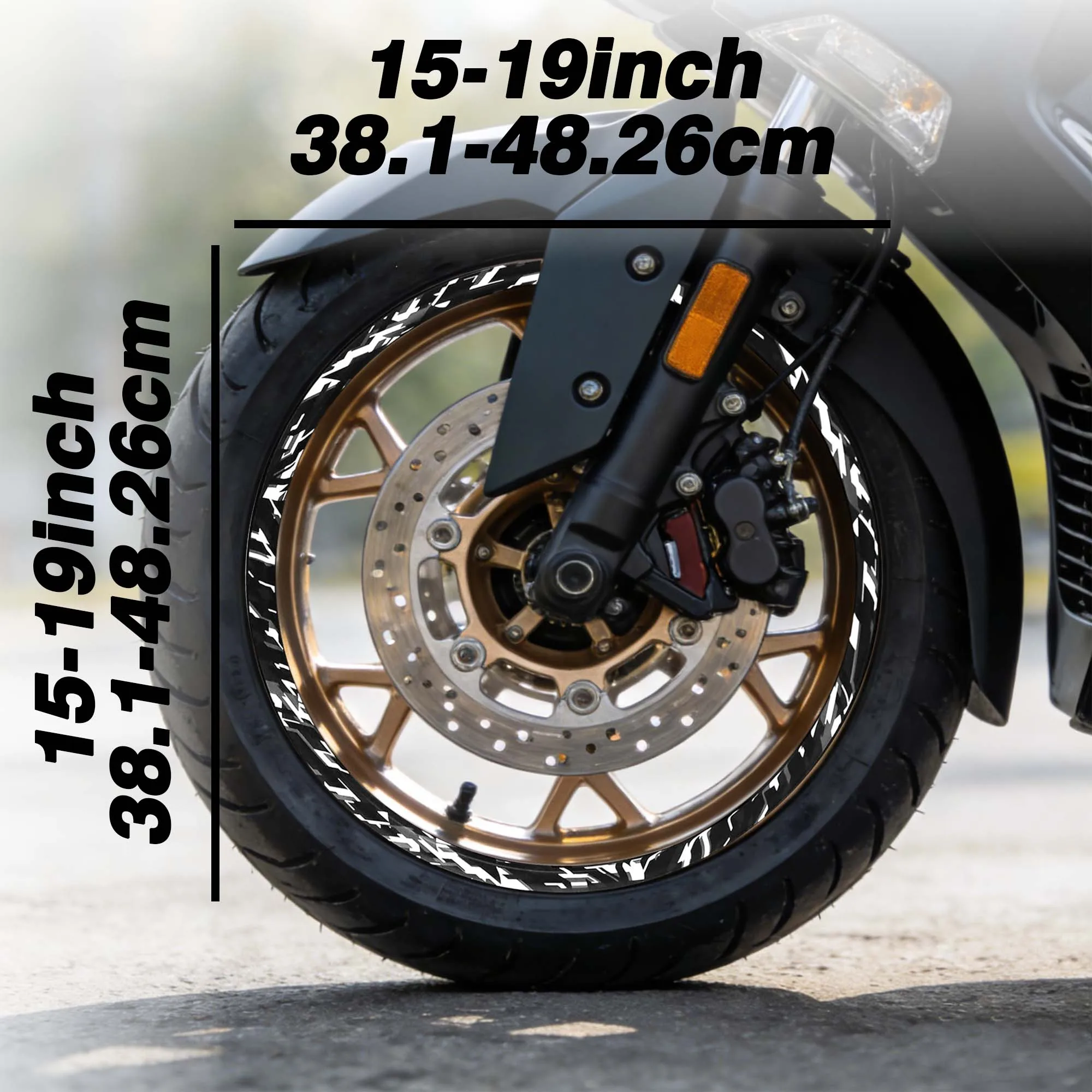 16PC/set Geometric Motorcycle Wheel Rim Stickers Waterproof Self-adhesive for 15 16 17 18 and 19-inch Modified Wheel Decals