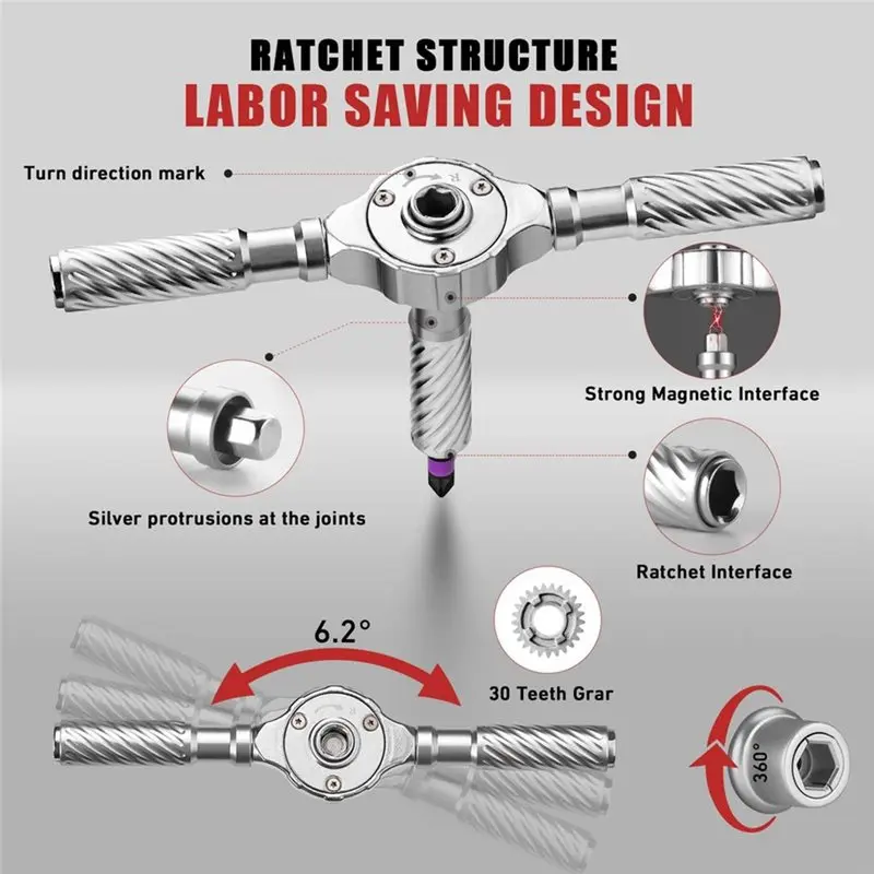 N04R RS1 24In1 Multi-Purpose Ratchet Screwdriver Set 24 In 1 S2 Steel Magnetic Screwdriver-Bits Repair Tools