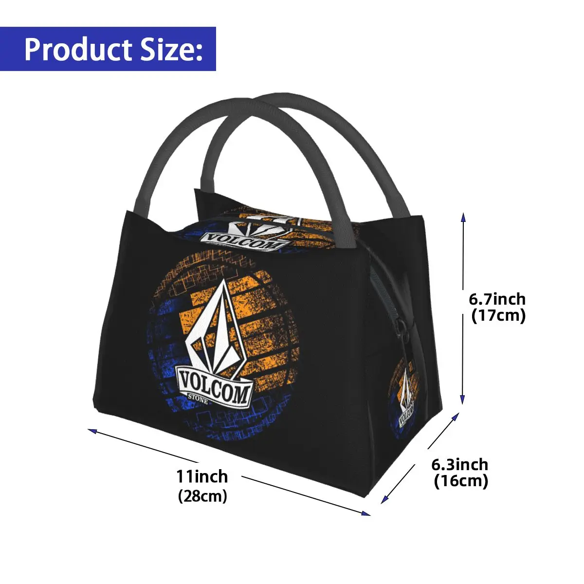 Half Diamond Volkom Insulated Lunch Bag for Women Bento Storage Food Boxes Leakproof Container Cooler Thermal Lunch Box Tote