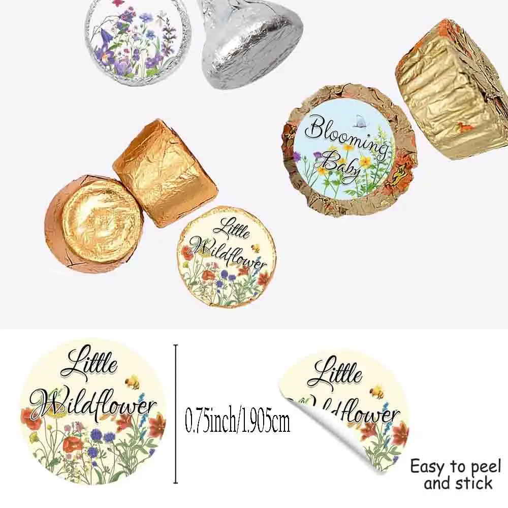 Little Wildflower Candy Labels 0.75 Inch Thank You Gift Stickers Circle Present Labels for Bridal Shower Birthday Party 200pcs