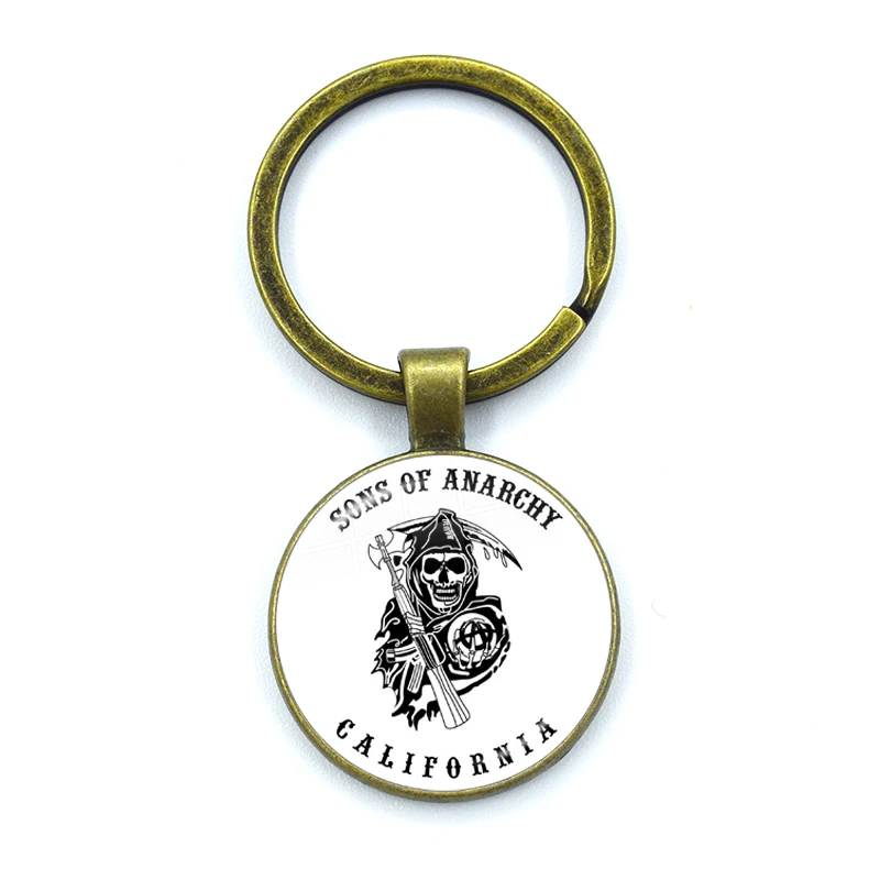 Sons of Anarchy Keychain Glass Dome Cabochon Keychain Bag Car Key Chain Ring Holder Charms keychains for Gifts