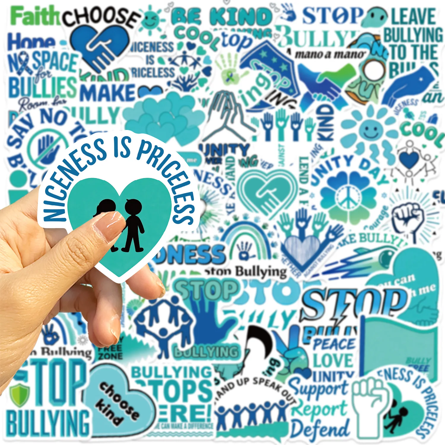 50/100PCS 만화 반대 학대 그래피티 스티커 장식용 기타 노트북 수하물 DIY 방수