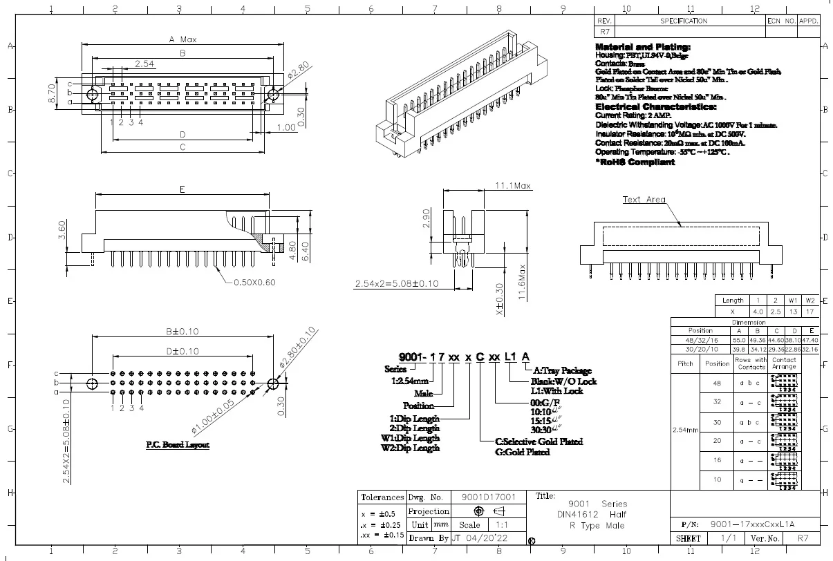 2PCS/9001-13321C00A 9001-13641C00A 9001-13961C00A 9001-17101C00A 9001-17161C00A 9001-17201C00A 9001-17301C00A DIN41612 connector