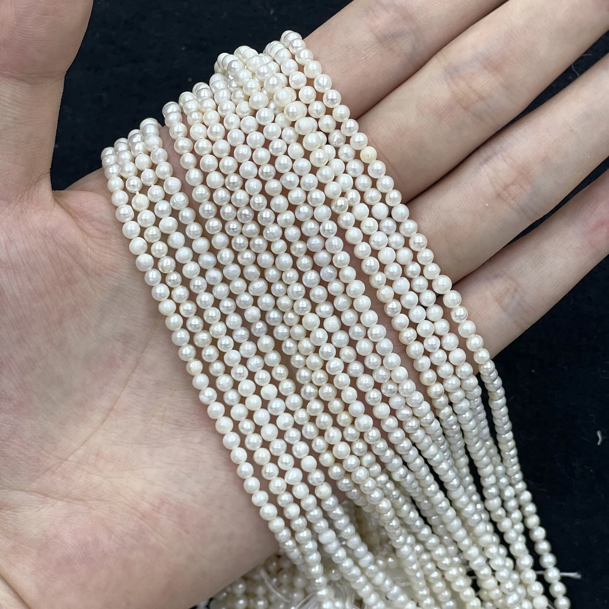 A 3‑4mm Potato‑Shaped Natural Freshwater Pearl Strand Drilled Semi‑Finished Beads for DIY Jewelry Making Necklaces Accessories`