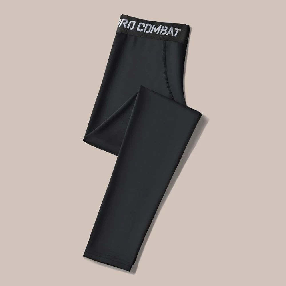 Men Thin Fleece Thermal Compression Pants Elastic Tight Sports Leggings Winter Underwear Base Layer For Running Gym