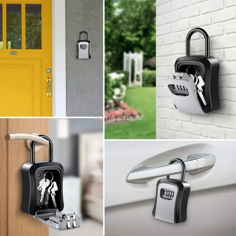 4-digit Password Box Free Installation Outdoor Password Key Box Extended Lock Hook Hanging Key Storage Waterproof Key