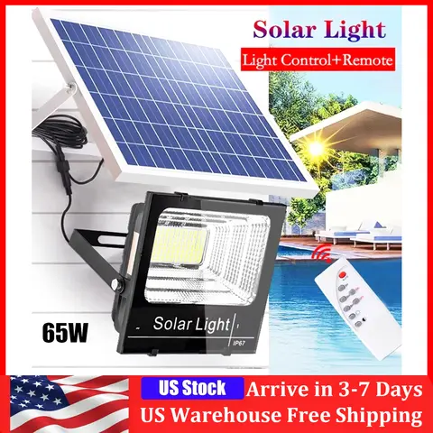 LED Solar Light Flood Lights Outdoor Solar Reflector Spotlights 65W With Remote Control For Garden Street
