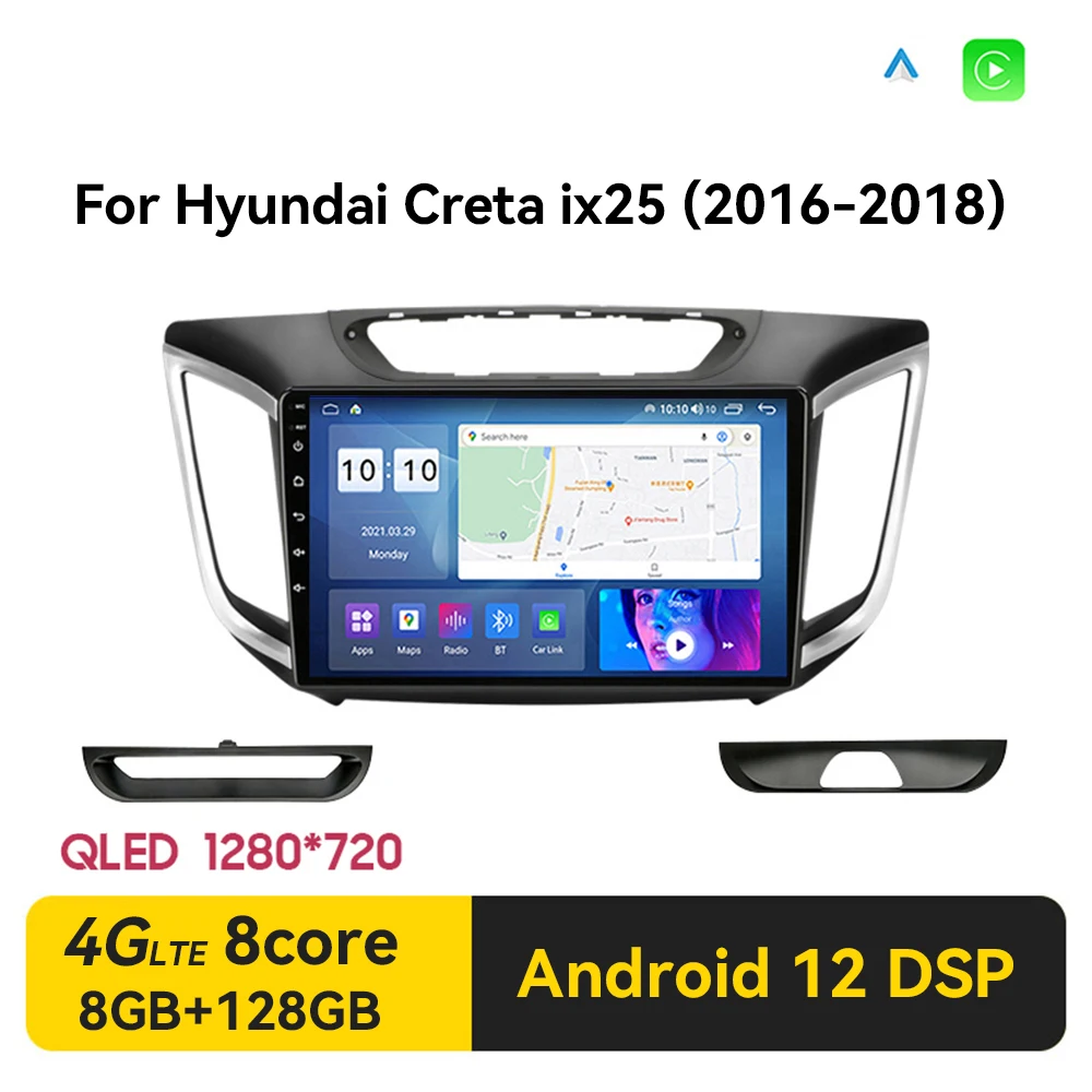 

Android 12 Car stereo Radio Multimidia Video Player Navigation GPS For hyundai Creta ix25 2016-2018 2din Head Unit Carplay