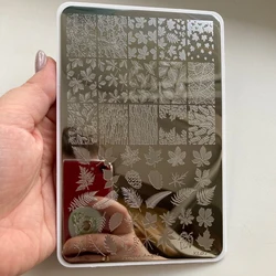 Christmas Nail Stamping Plates Over-size Stainless Steel Nail Art Stamp 9.5X14.5cm Leaves/Flowers/Snowflake Manicure Template