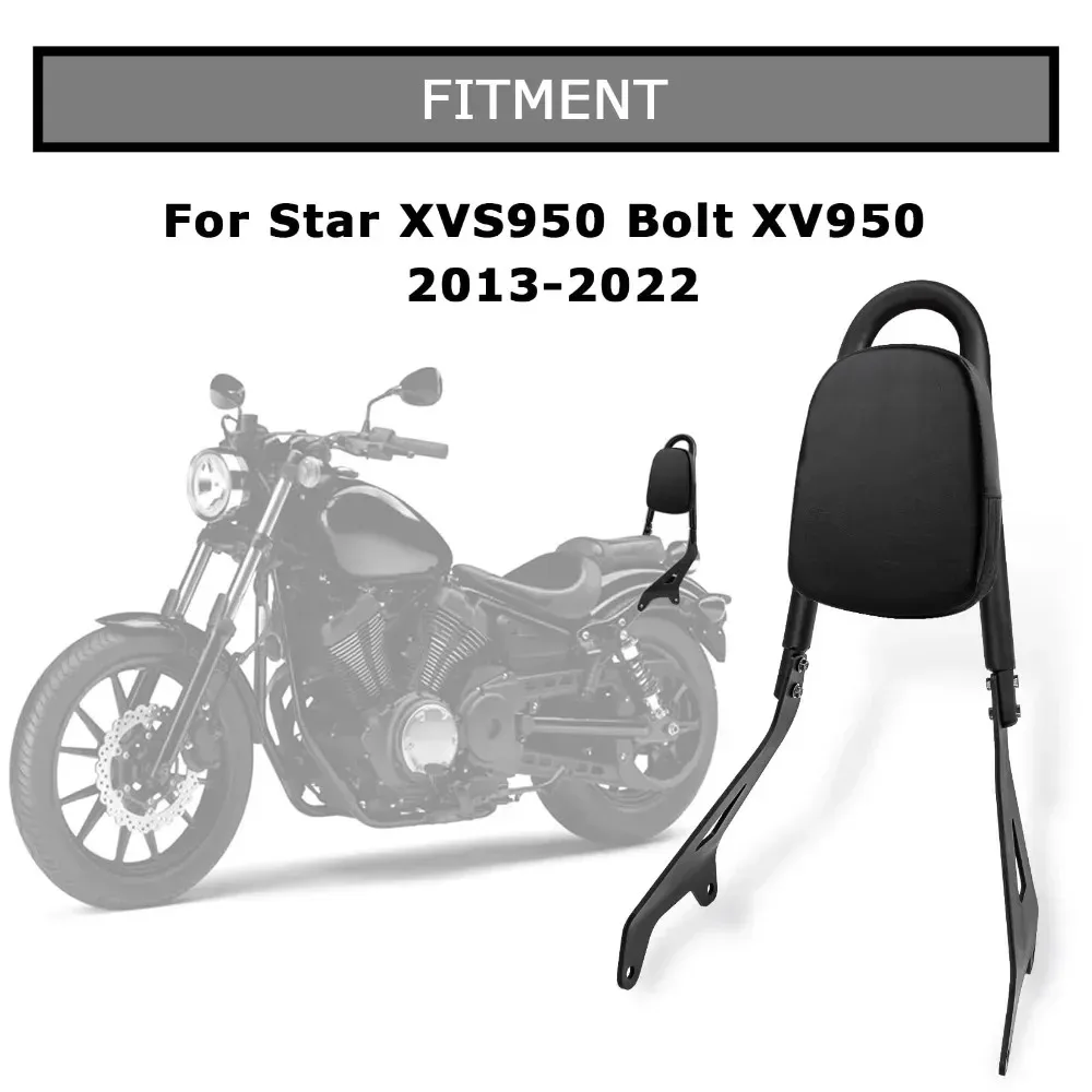 Motorcycle Backrest Sissy Bar Side Arms & Pad for YAMAHA Star XVS950 Bolt XV950 R-spec 2013-2022 (Black)