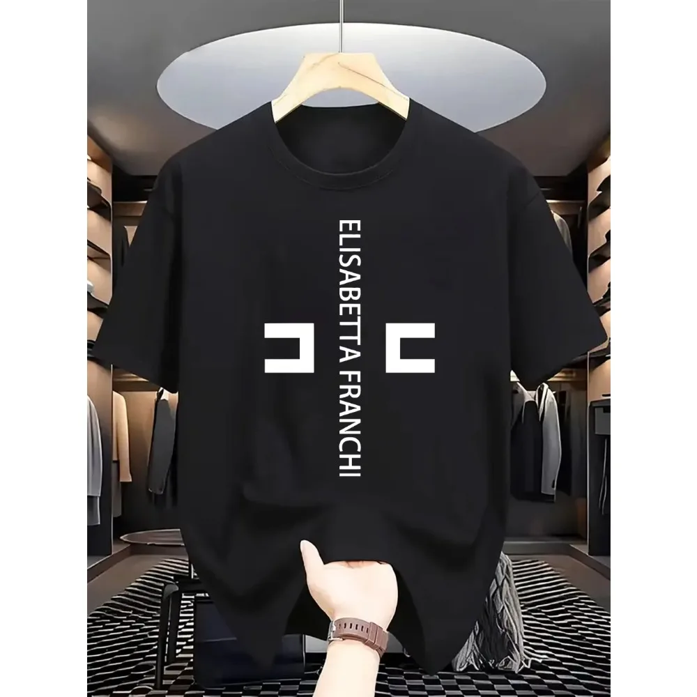 

2025 Elisabetta Franchi TShirt Men Women Cotton Tees Luxury Brand T-shirt Short Sleeve Y2k Tops Summer Streetwear Unisex T-shirt