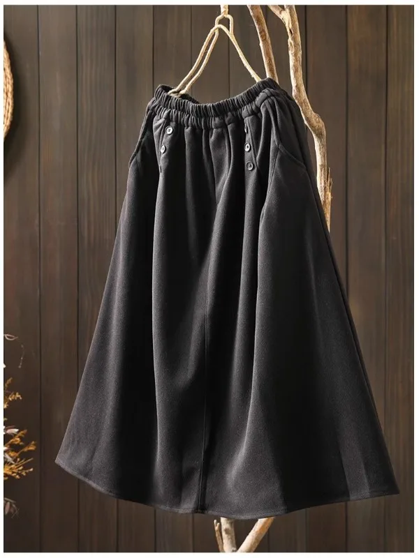 Gonna longuette ampia da donna Gonna a trapezio a vita alta Sweet Sle con orlo a pieghe Gonna Faion autunnale adatta per i pendolari