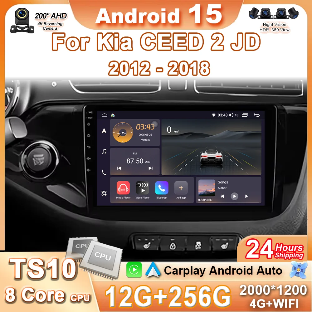 

Android Auto Carplay For Kia CEED 2 JD 2012 - 2018 Car Radio Stereo Multimidia Player GPS Navi Bluetooth DSP Stereo QLED Screen