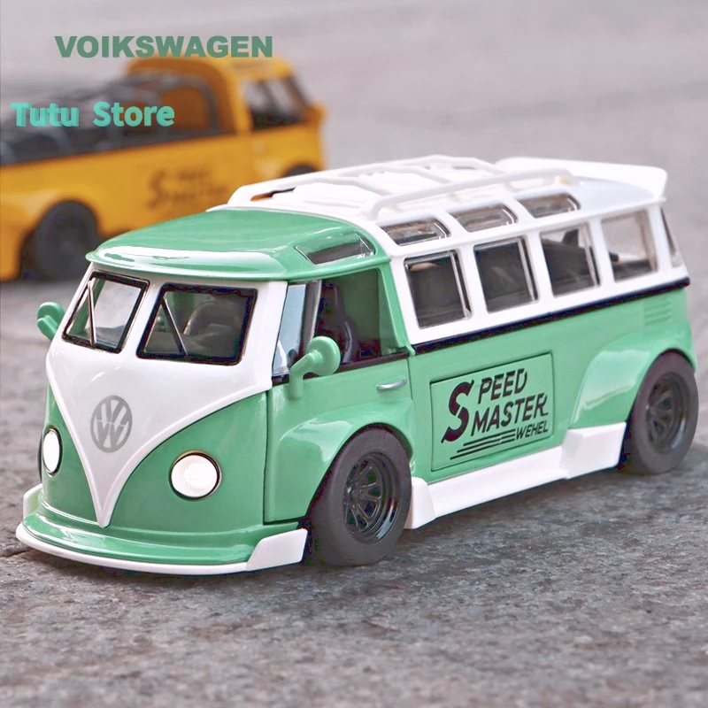 Simulation 1:32 Volkswagen T1 Bus Model with Sound Light Diecast Alloy Toy Vehicle Children Boy Car Gift Collective Voiture