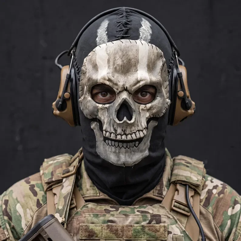 Military Ghost Tactical Skull Mask (Black), Full Face Air Gun Mask, Halloween Cosplay Outfit, Cool Men's Face Mask 3
