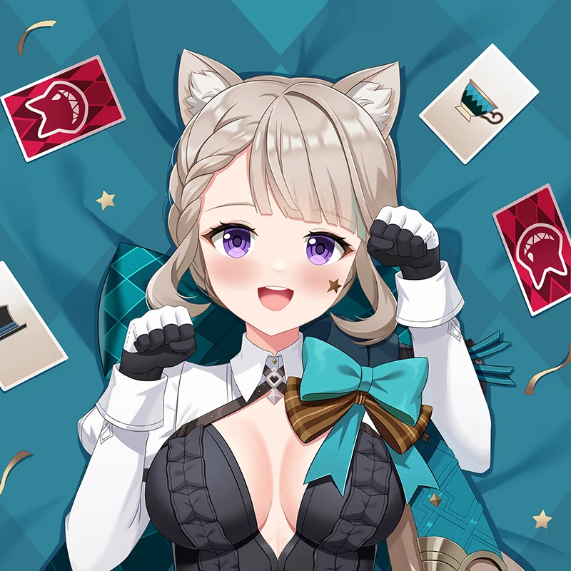 Menina anime genshin impacto lynette dupla face dakimakura abraçando corpo travesseiro caso cosplay otaku capa de almofada jogo adereços presente