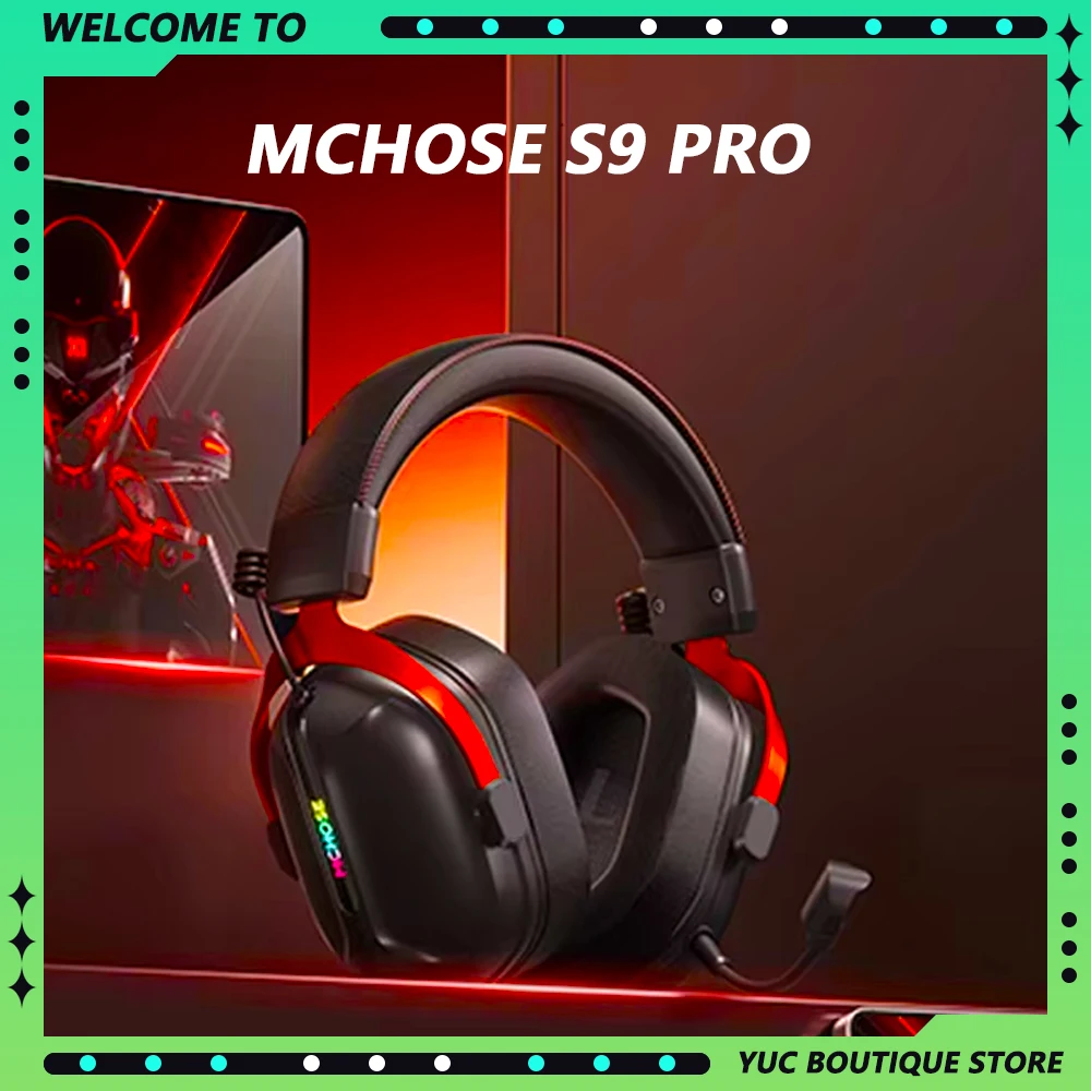 MCHOSE S9/S9 Pro 3-mode Wireless Noise Reduction Gaming E-sports Headphones Low Delay Headset RGB Earphones Gamer Accessories