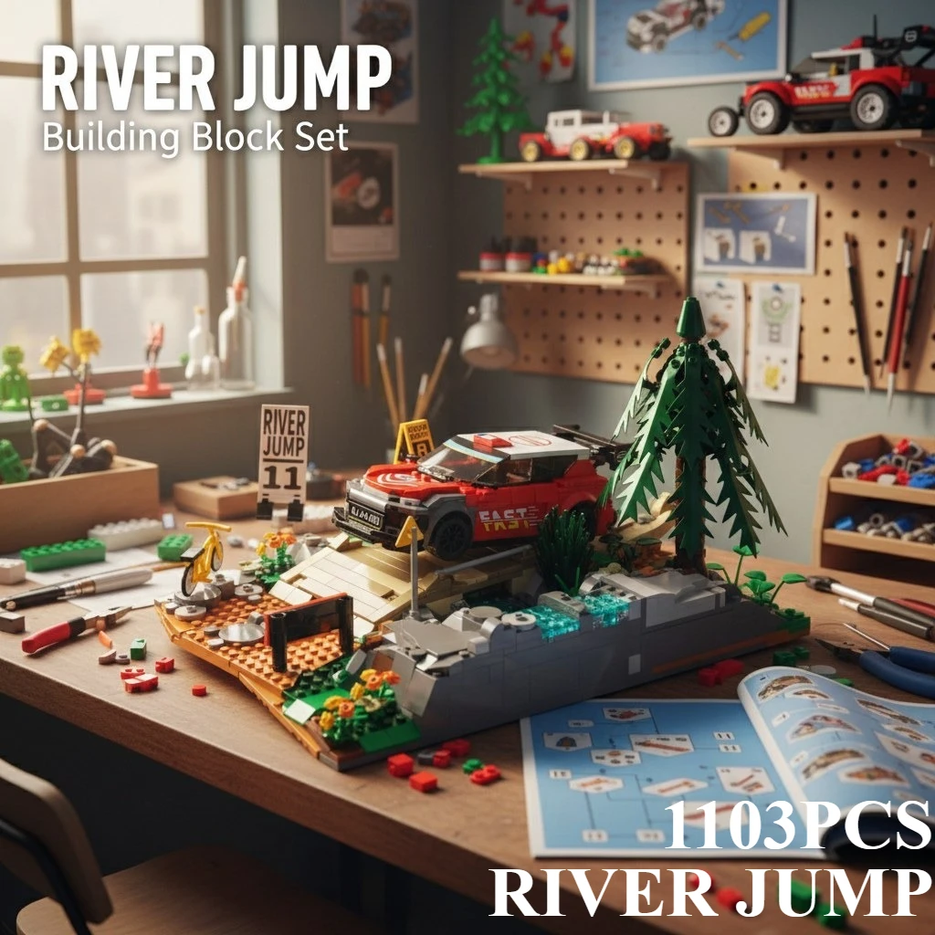 

Набор строительных блоков River Jump из 1103 деталей - сборная модель-игрушка для украшения дома, идеальный праздничный подарок для детей и взрослых