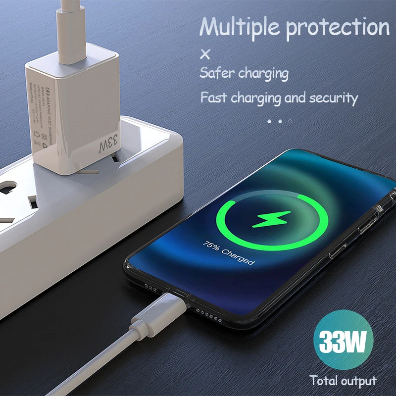 1PCS 33W USB GaN Phone Charger For IPhone For Huawei Xiaomi PD USB-A Fast Charging Power Adapter Smart Phone Tablet Trip
