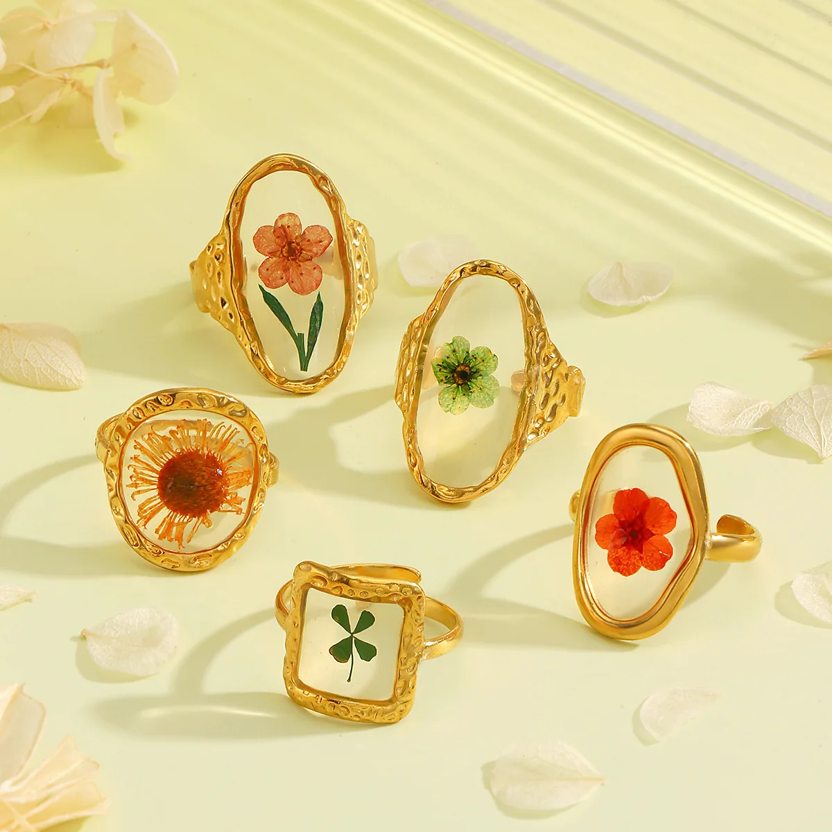 

Ailodo Romantic Flower Rings For Women Girls Elegant Stainless Steel Open Rings Party Wedding Fashion Jewelry Birthday Gift