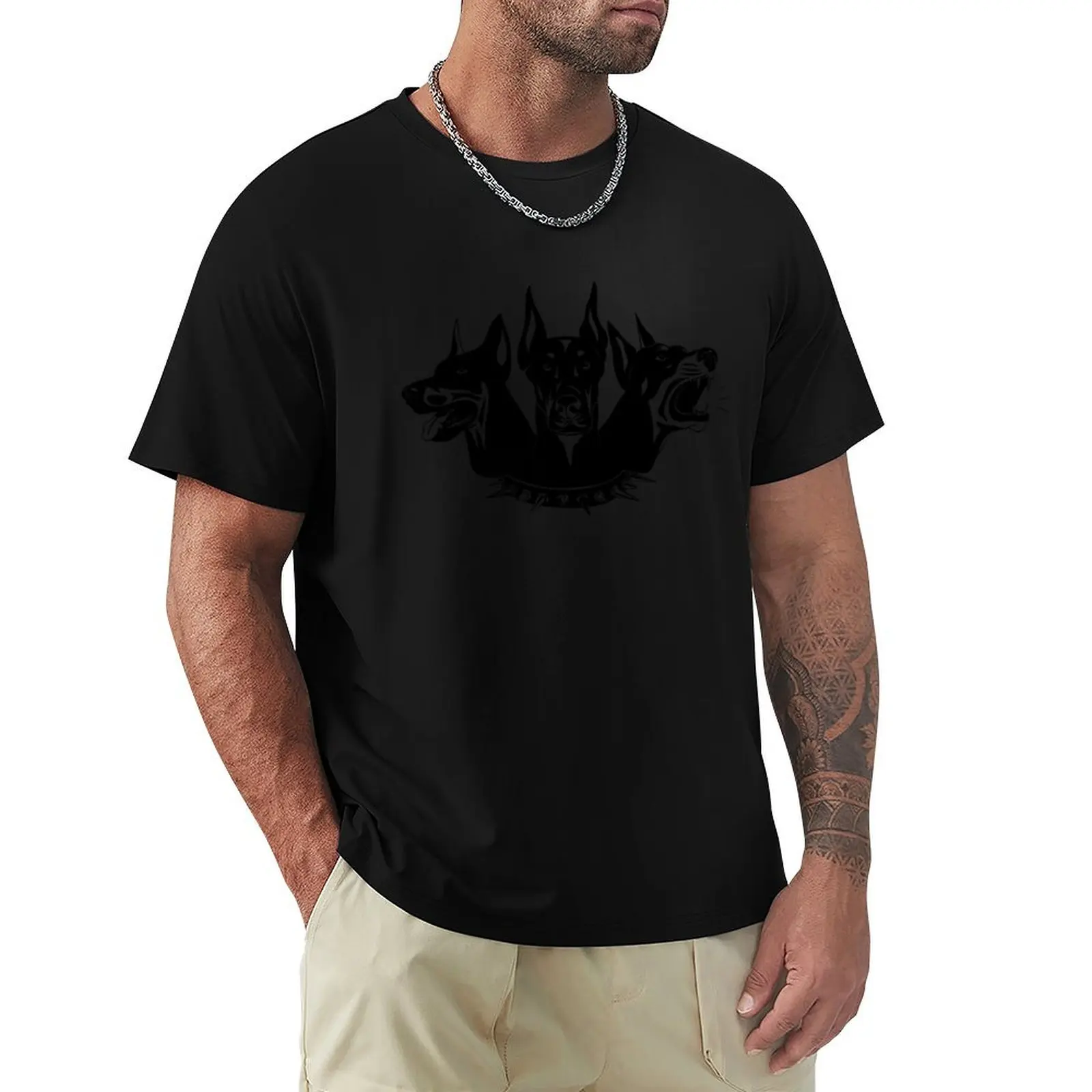 

3 headed dog T-Shirt Big Size Short Sleeve Tee for Men