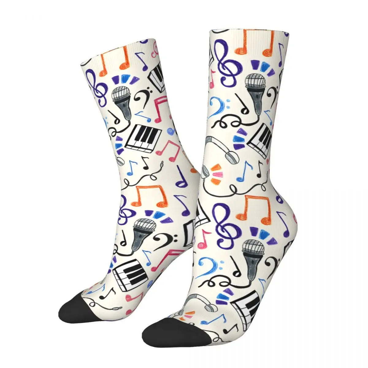 Good Beats Music Notes Symbols Socks Gym 3D Print Boy Girls Mid-calf Sock