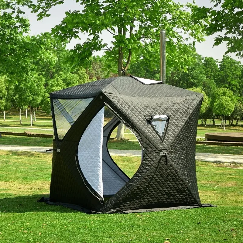 Outdoor Sauna Room Tent Durable Oxford Fabric with Wood Burning Stove Included