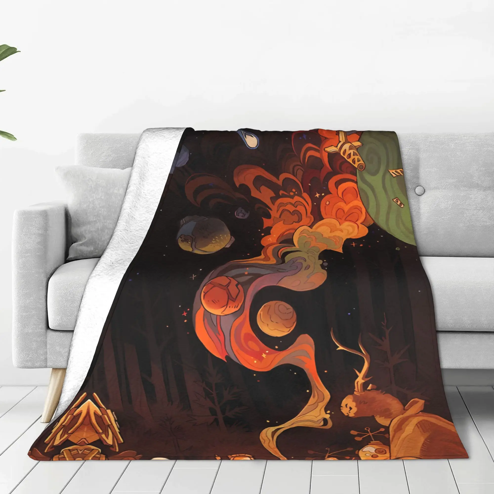 1PC Space Exploration Outer Wilds Home Room Decorations Winter Blankets For Adults Bedding Home Interior Sofa Knee