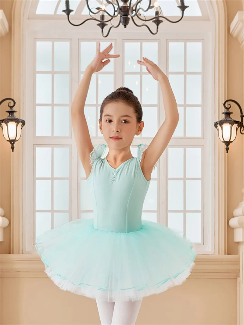 Girls Ballet Dress Lace Splice Cotton Ballet Leotard Girls Gymnastics Dance Dress Kids Children Leotard Swimsuit For Dancewear