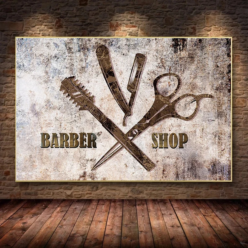 Modern Barber Shop Sign Print Scissor Comb Poster Canvas Painting Hairdressers Shop Wall Pictures Home Room Decor Cuadros