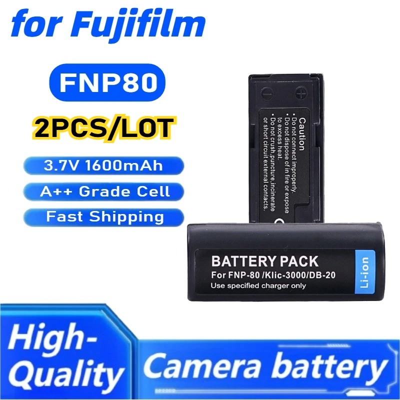 

2PCS/LOT FNP-80 NP-80 3.7V 1600mah Camera Battery Rechargeable Li-ion Battery for Fujifilm X6800 X4900 X6900 X4800 MX1700 MX2900