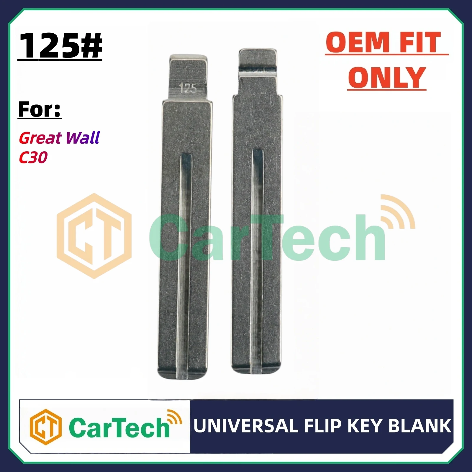 Cartech  125# OEM Style Uncut Blank Key Blade Replacement for Great Wall C30 Original Remote Key