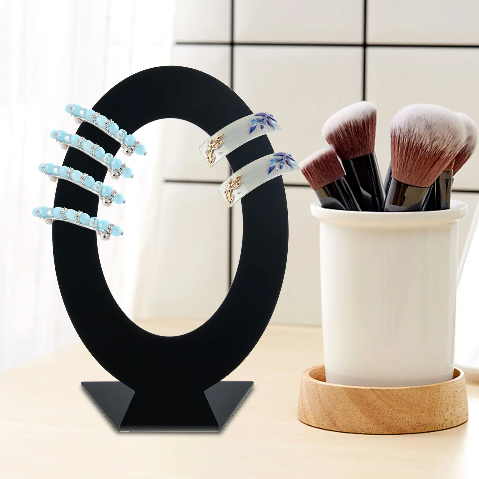 

Hairpin Display Acrylic Oval Rack Holder Bow ganizer Hair Clip Accessories Practical Home Display Rack Use Durable