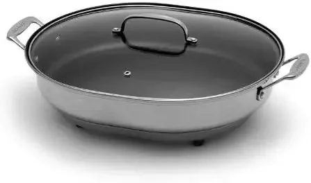 1500-Watt Nonstick Oval Electric Skillet,Brushed Stainless 18 IN