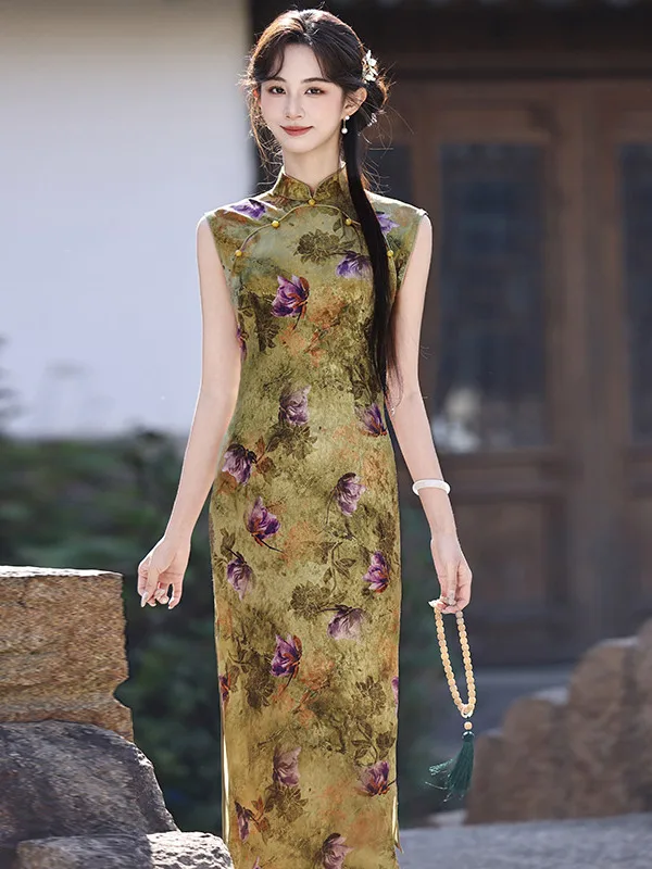 

Young Women's Sle een Svel Long Waist-Cut Improved Vintage Faion Breathable Polyester Spring Summer