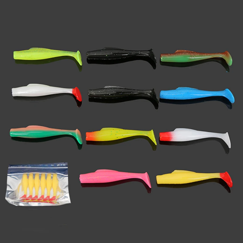 6 Pcs Soft Lure 8 Cm Rubber Fishing Lure Shad Swim Baits Silicone Bait New Fishing Tools 80mm Floating Water Jump Rope Soft Bait