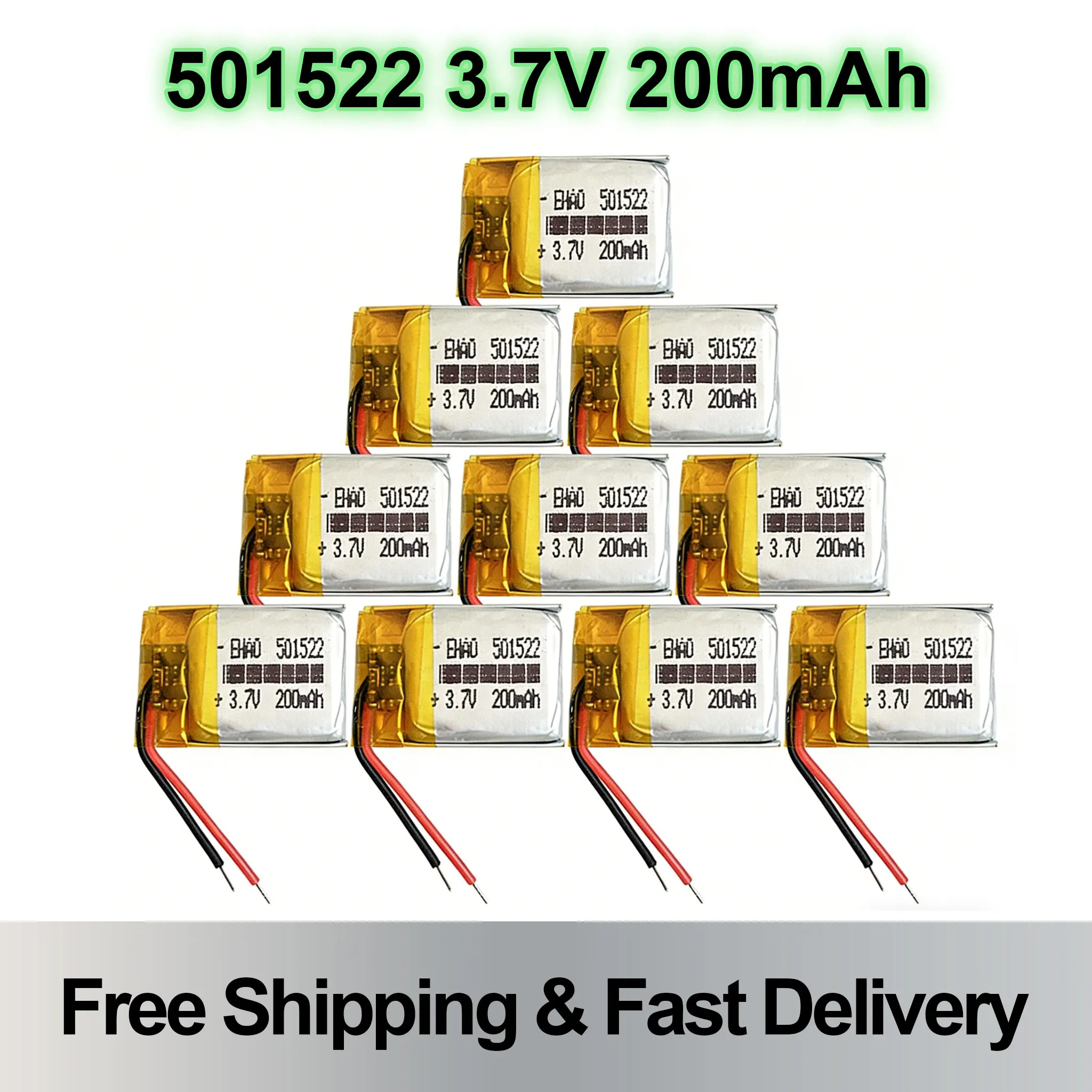 501522 Lipo Battery 3.7V 200mAh Rechargeable Small Battery For MP3 Bluetooth Earphone Bracelet Watch Pen MID Headphone