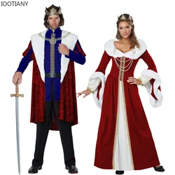 European And American Classical Red Medieval Court Adult King Queen Dress Royal Retro Renaissance Couple Dress Christmas Suit