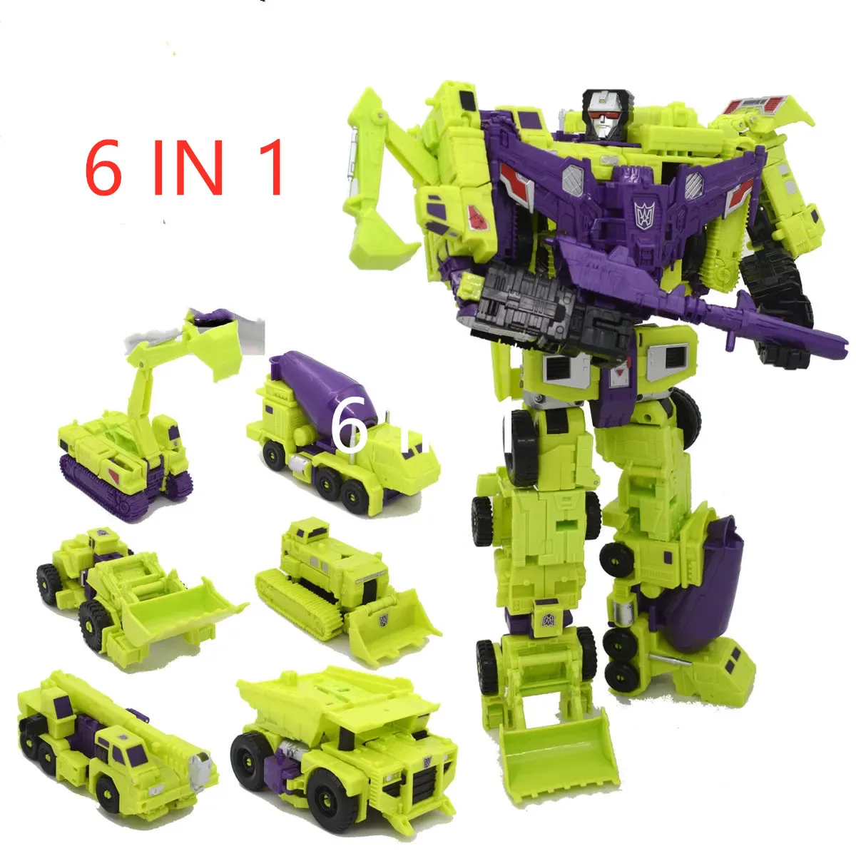 HZX 6In1 Devastator Haizhixing Transformation Toys Anime Action Figure KO G1 Robot Aircraft Engineering Vehicle Model NO Box