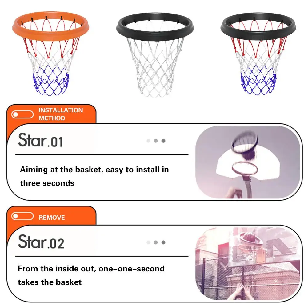 1pcs Basketball Rack Net With 12 Loops Heavy Duty Outdoor Basketball Net Replacement Detachable Basketball Net