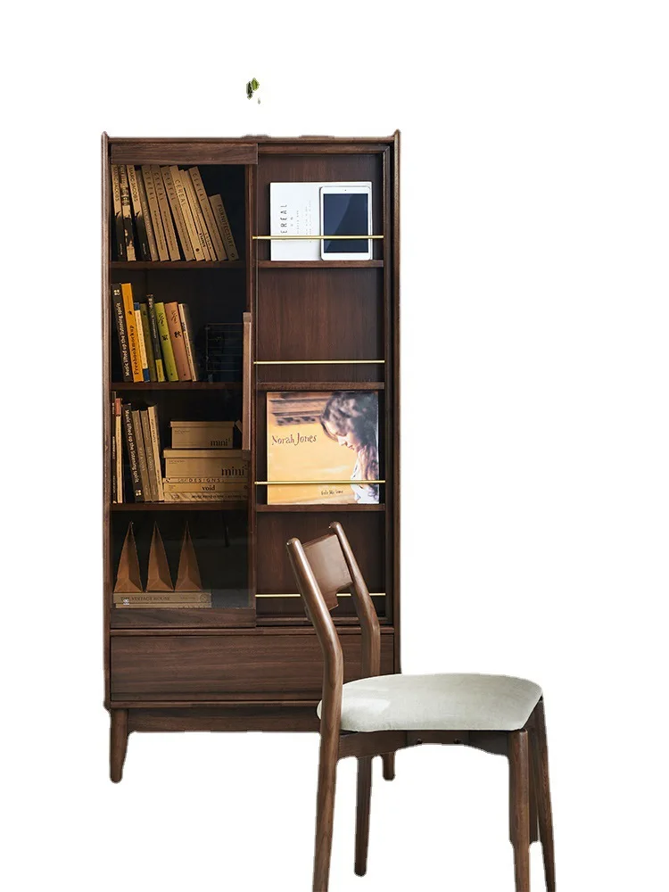 

Nordic solid wood bookcase, modern simple floor, study wall locker