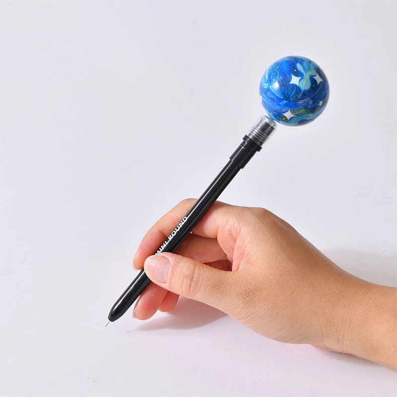 【Nice】Creative Rotating Planet Pen Spinning Decompression Pen Stress Relieve Rotating Gel Pens Student Stationary