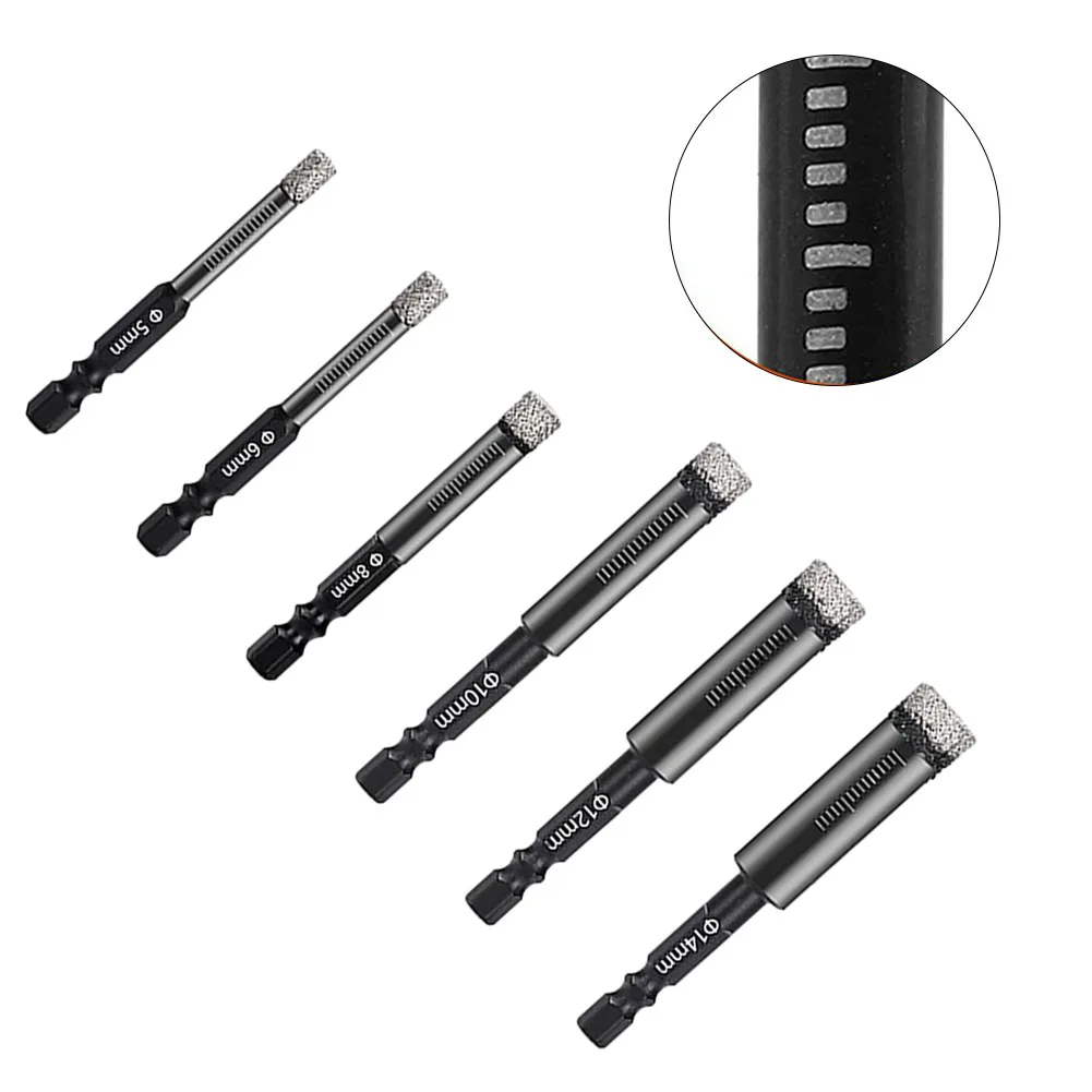 6-12mm Vaccum Brazed Diamond Dry Drill Bit Hex Handle Saw Cutter For Marble Granite Ceramic Glass Tile Stone Power Tools