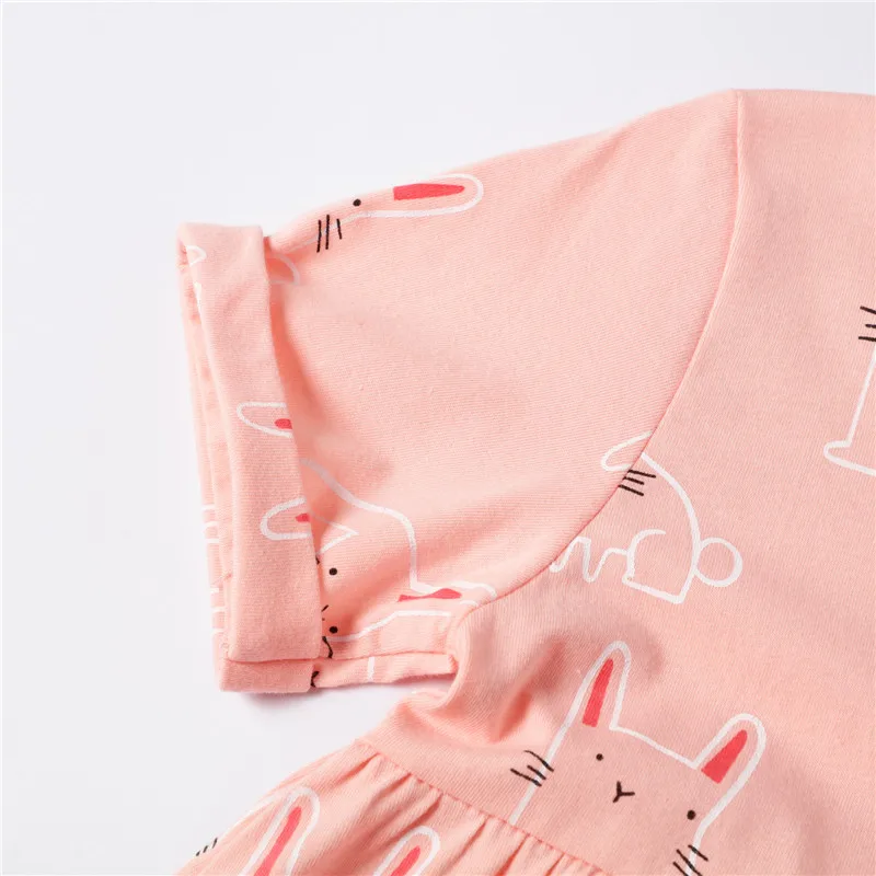 Jumping Meters Short Sleeves Cartoon Dresses For Baby Girls With Printed Some Cute Dinosaurs Unicorns Kids Hot Selling Clothes