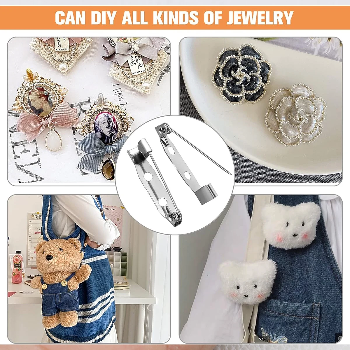 10 قطعة إبرة السلامة الفولاذ المقاوم للصدأ لصنع المجوهرات Charms سوار قلادة ياردروب المفاتيح DIY بها بنفسك اكسسوارات 16/20/31/38 مللي متر #6