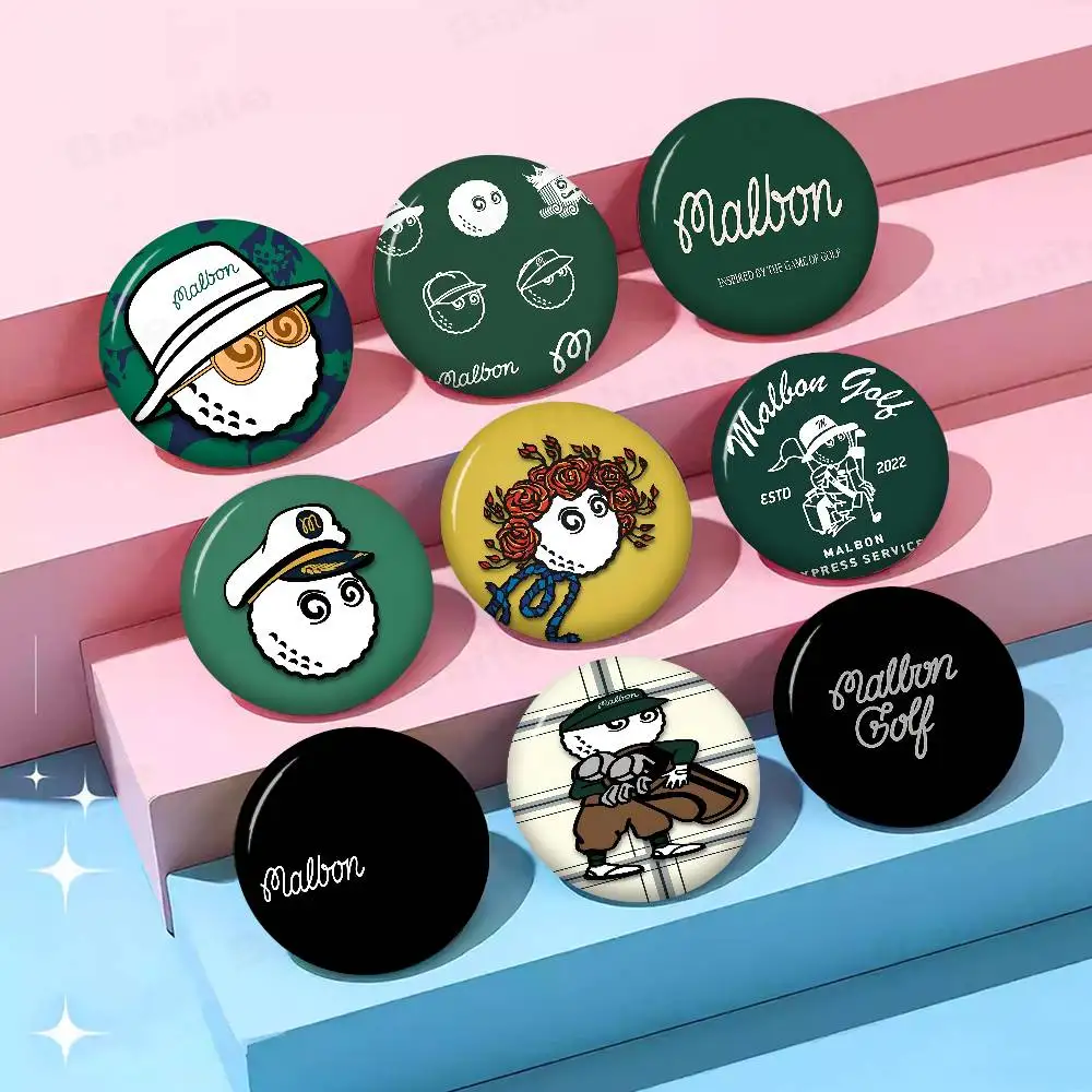 Badge en métal rond souple MALBON Fashion Golf, épinglette, accessoires, cadeau pour amis, bijoux pour enfants