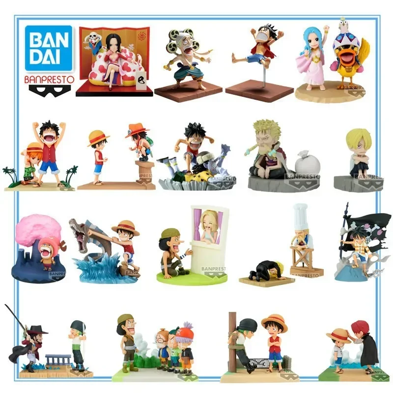 Bandai Original One Piece Wcf Log Stories Luffy Shanks Lord Of The Coast Zoro Mihawk Usopp Kaya Anime Figures Toys Children Gift